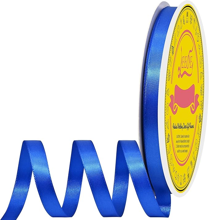 LEEQE Double Face Royal Blue Satin Ribbon 3/8 inch X 50 Yards Polyester Royal Blue Ribbon for Gift Wrapping Very Suitable for Weddings Party Hair Bow Invitation Decorations and More