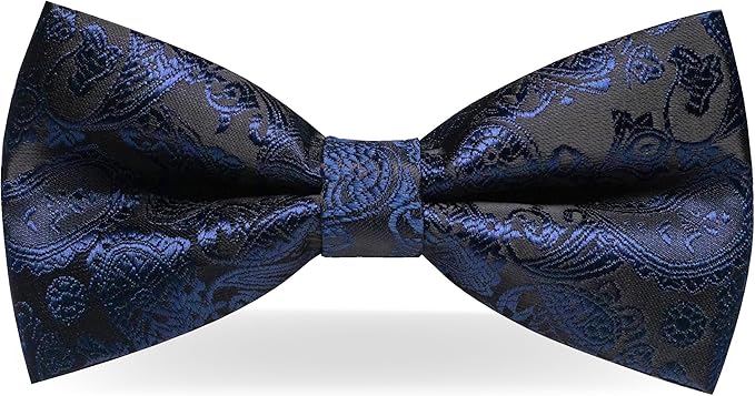 JEMYGINS Paisley Pre-tied Bow Tie and Pocket Square Cufflinks Lapel Pin Sets for Men 4PCS