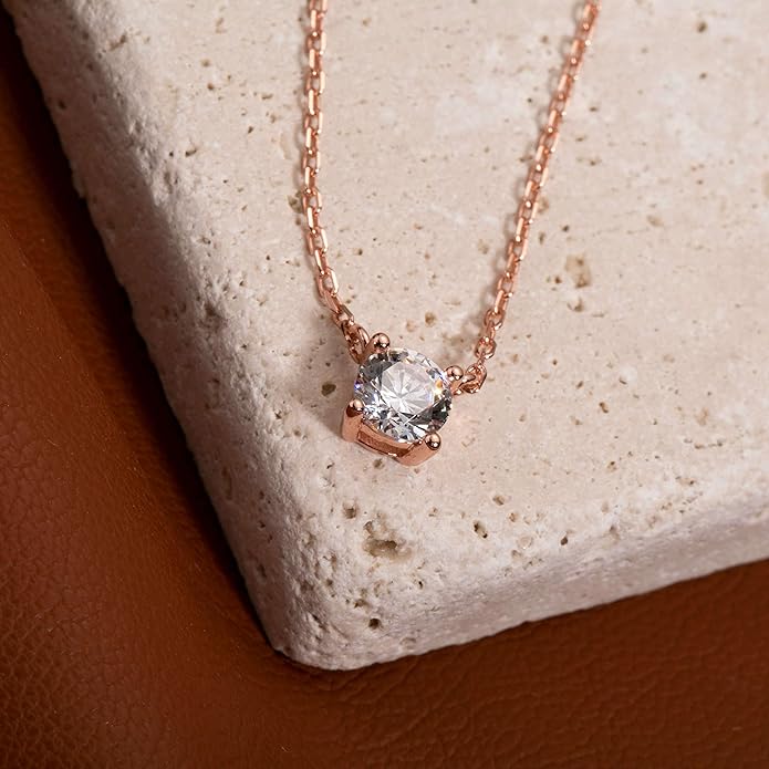 S.Leaf 18Karat Gold Plated Cubic Zirconia Necklace for Women S925 Sterling Silver 0.5/1/2cttw Dainty Crystal Cubic Zirconia Pendant Necklaces Best Friend Birthday Gifts for Women Trendy Sister Mom Wife Womens Her Friend Party