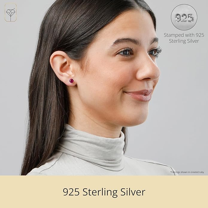 14k Gold 6MM Cushion Cut Stud Gemstone Earrings | Hypoallergenic Solitaire Gemstone Studs with 14K Gold Backs | Lightweight Birthstone Earrings with Gift Box by MAX + STONE