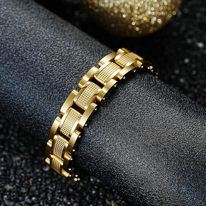 Men Bracelet Stainless Steel men black bracelet Link diamond silver bracelet blue particles jewelry Men chain Gift Boxes