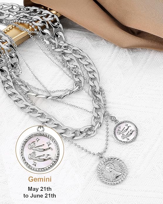 MJartoria Layered Necklaces for Women Trendy Retro Coin Pendant Necklace Dainty Chunky Chain Choker Necklaces for Jewelry Birthday Gifts