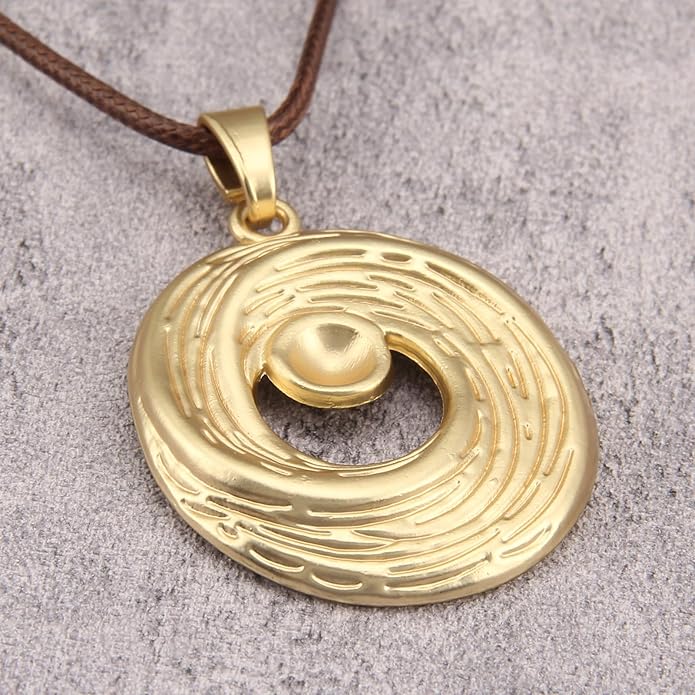 Long Boho Necklaces for Women Vintage Leather Wooden Pendant Y Choker Ethnic Style Gold Circle Hippie Sweater Necklace