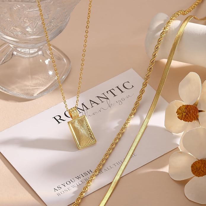 Layered Necklaces for Women 14K Gold Plated Stack Circle Pendant Trendy Long Chain Stackable Handmade Coin Necklace Set Dainty Gold Stacked Jewelry Gifts