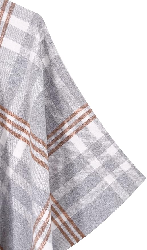 Moss Rose Women's Travel Plaid Shawl Wrap Open Front Poncho Cape for Fall Winter