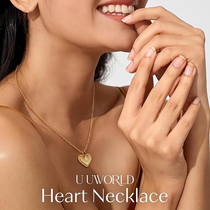 Infinity Heart Necklace,Pendant Necklace for Women Engraved with 'FOREVER LOVE',Heart Pendant Necklace with Cubic Zirconia,Anniversary Eternity Jewelry Gift for Wife or Birthday Present for Women