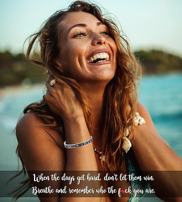 TONY & SANDY Inspirational Bracelets for Women Teen Girls Personalized Gifts for Daughter Granddaughter Mom Sister Friends Stainless Steel Engraved Cuff Birthday Easter Christmas