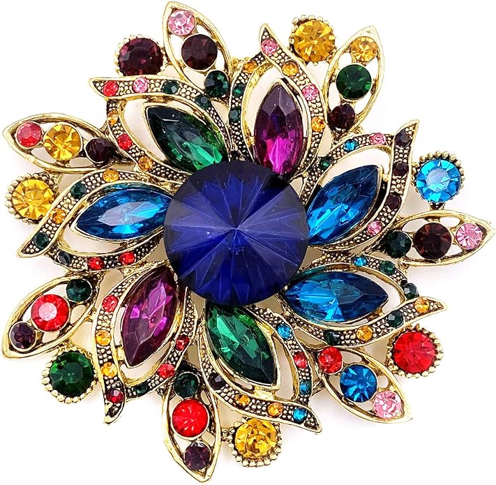LAXPICOL Vintage Women's Austrian Crystal Elegant Flower Brooch Wedding Broach Pin