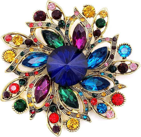 LAXPICOL Vintage Women's Austrian Crystal Elegant Flower Brooch Wedding Broach Pin