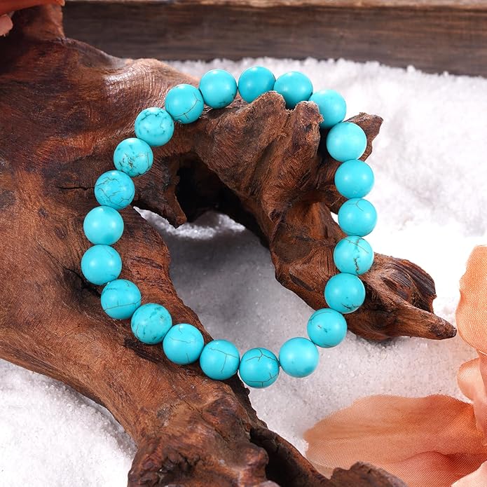 Genuine Turquoise Bead Bracelet for Women Authentic Western Bracelet Vintage Natural Gemstone Real Turquoise Jewelry for Women