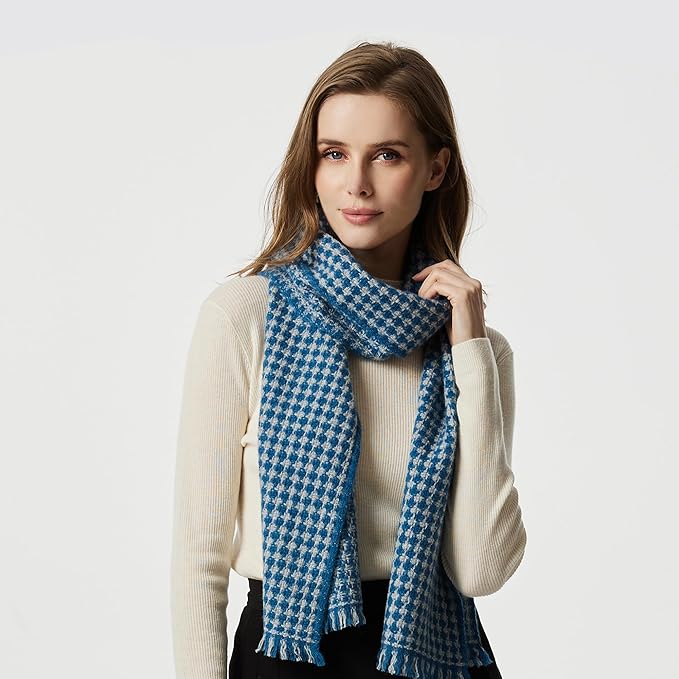 EURKEA 100% Cashmere 2025 Winter Scarf for Women Fringed Edges Warm & Soft Lightweight Solid/Plaid/Two-Tone Free Size