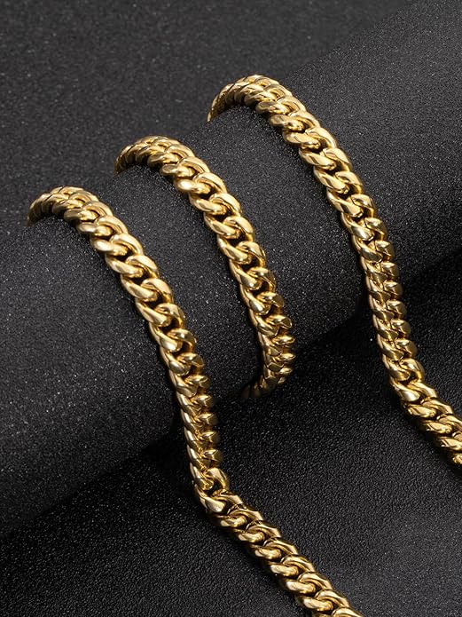 TUNGSTORY 18K Gold Filled Cuban Link Chain for Men - 8mm Chain Necklace with Easy-On Clasp, Necklace Box Included- Miami Cuban Chain Non-Tarnish Hypoallergenic, Gift for Men