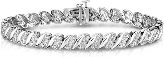 NATALIA DRAKE 1/4 Cttw Wave Link Diamond Tennis Bracelet for Women in 925 Sterling Silver Color I-J/Clarity I2-I3