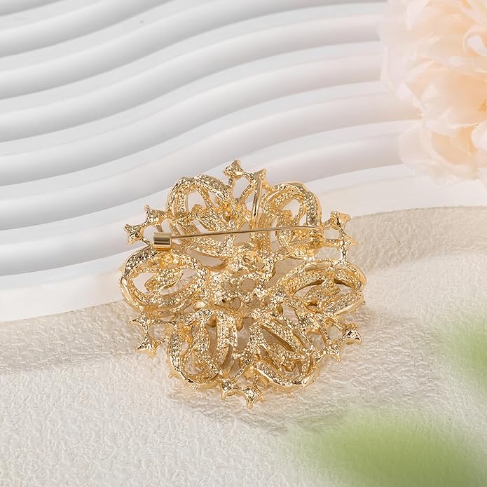 HAISWET Wedding Party Sprial Flower Crystal Rhinestone Brooch Pin for Women Jewelry
