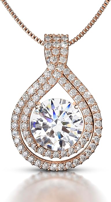 Platinum Plated Certified Moissanite Necklace for Women Gift for Her