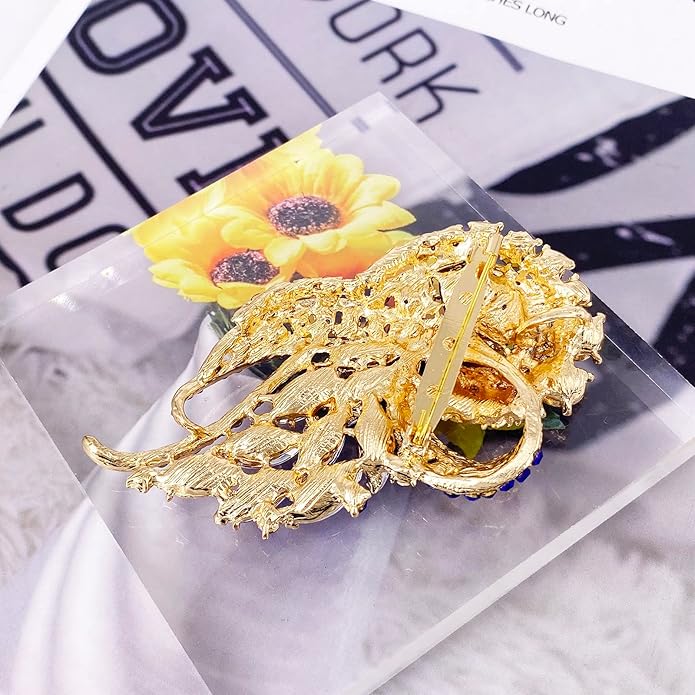 LAXPICOL Vintage Clear Austrian Crystal Elegant Flower Bouquet Wing Brooch for Women
