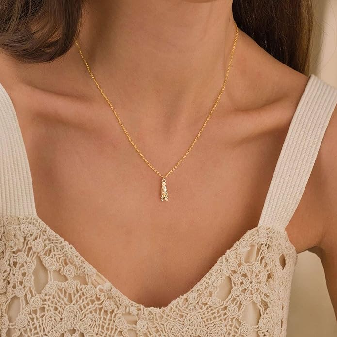 Gold Necklace for Women-14K Gold Plated Bow,Dragon,Shell, Palm Tree, Seahorse, Conch Shell,Sardines, Cowboy Boot,Bat,Bunny Pendant Beachy Jewelry for Women Gifts