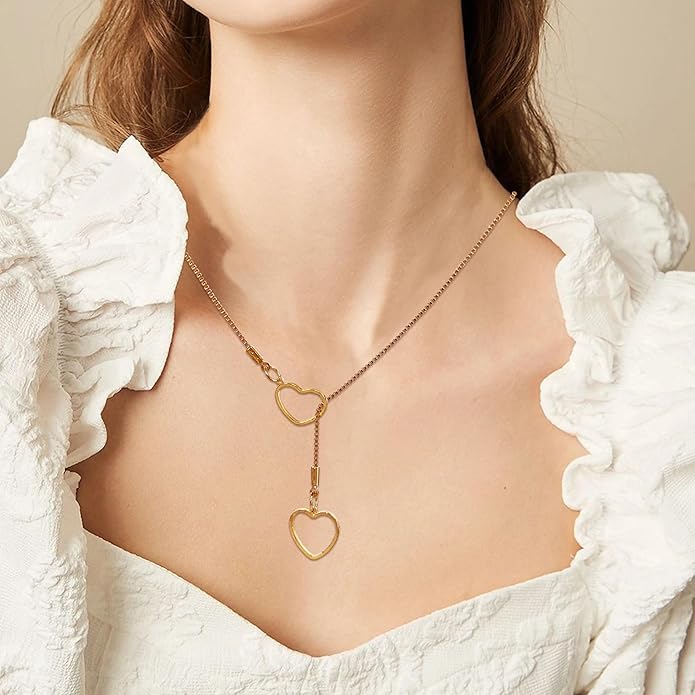 Irregular Y2k Long Y-shaped Necklace with Zircon Inlaid Sparkling Brick Tassel Pendant Double-Layer Chain High-end Fashion Accessory Women's