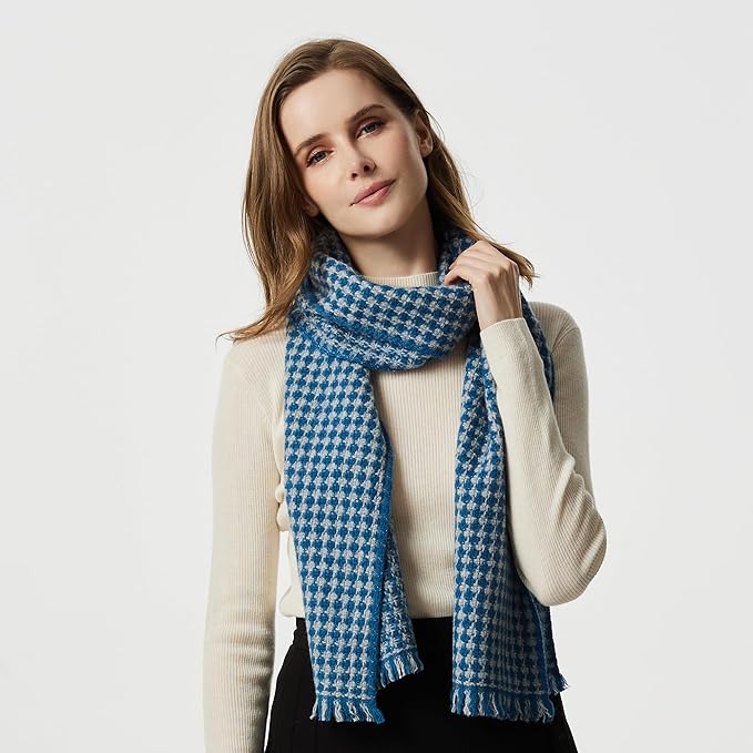 EURKEA 100% Cashmere 2025 Winter Scarf for Women Fringed Edges Warm & Soft Lightweight Solid/Plaid/Two-Tone Free Size