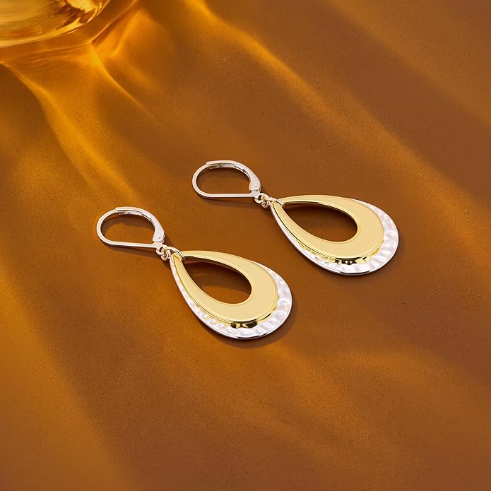 925 Sterling Silver Teardrop Dangle Earrings for Women Hammered Layer Drop Dangle Earrings Jewelry Hypoallergenic Boho Teardrop Leverback Dangle Earings for Jewelry Gifts