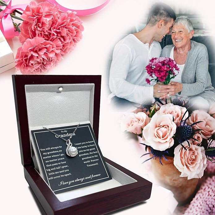MGOOL Great Grandma Gifts 925 Sterling Silver Pearl Pendant Necklace For Grandma Jewelry Birthday Christmas Mother’s Day Gifts For Nana