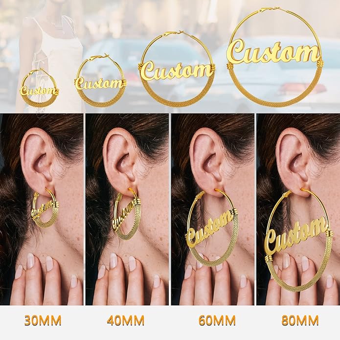 PROSTEEL 30/40/60/80/100mm Chunky Hoop Earrings For Women Gold Plated/Black Stainless Steel Hoops Earrings Statement Jewelry