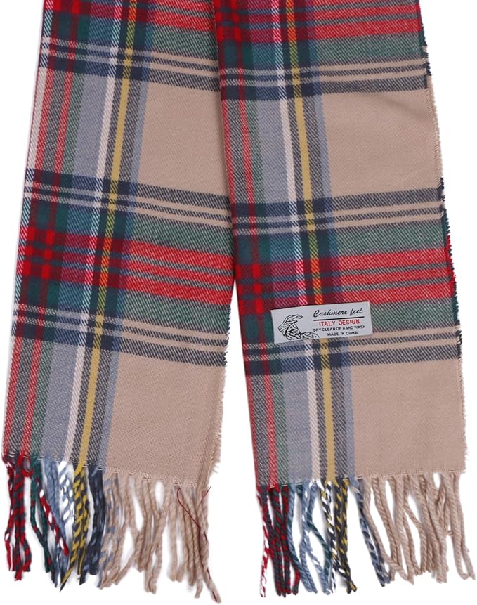 TZ Promise Tartan Plaid Cashmere Feel Classic Soft Luxurious Winter Scarf For Men Women