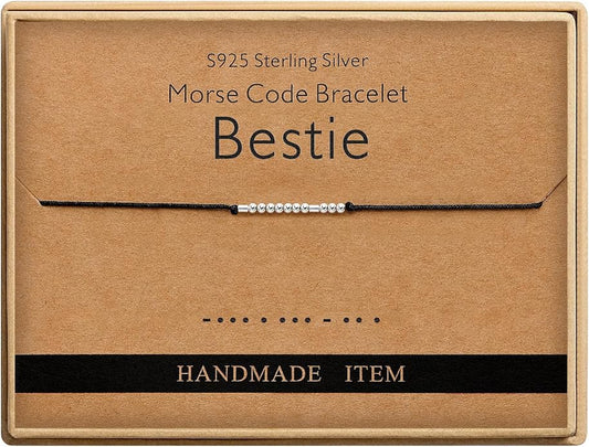 Monily Inspirational Gifts for Women Morse Code Bracelets for Women Funny Bracelet for Friend Funny Gift for Women Sterling Silver Bracelet for Women
