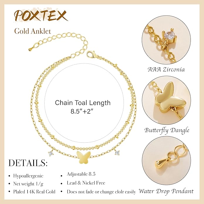 Sterling Silver Anklet Bracelets for Women Waterproof, 925 Sliver Plated CZ & Heart Charm Dainty Layer Anklets for Women Trendy, Simple Chain Anklets Set Gifts for Women, Jewelry Gifts for Her Women Mom Wife Girlfriend