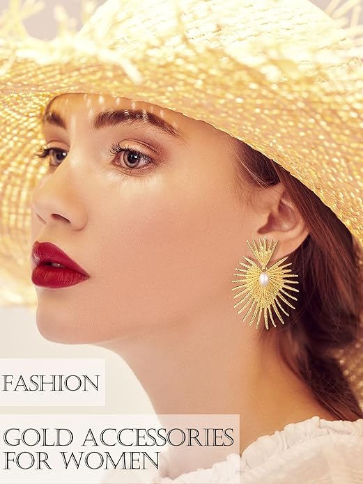 Glenmal 6 Pair Gold Statement Earrings for Women Large Gold Geometric Earrings Woven Twisted Leaf Earring Jewelry Gift