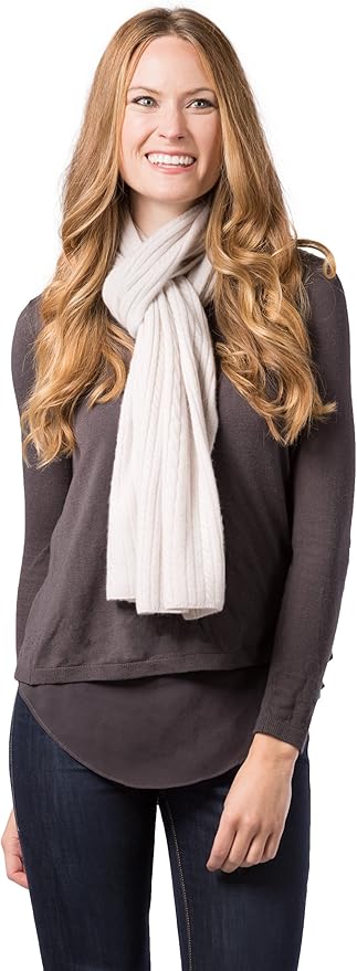 Fishers Finery Women's Cozy Cashmere Cable Knitted Winter Scarf | Black Label Box