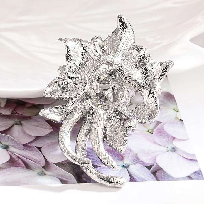 HAISWET Wedding Bridal Rhinestone Flower-shape Brooch Pin for Women