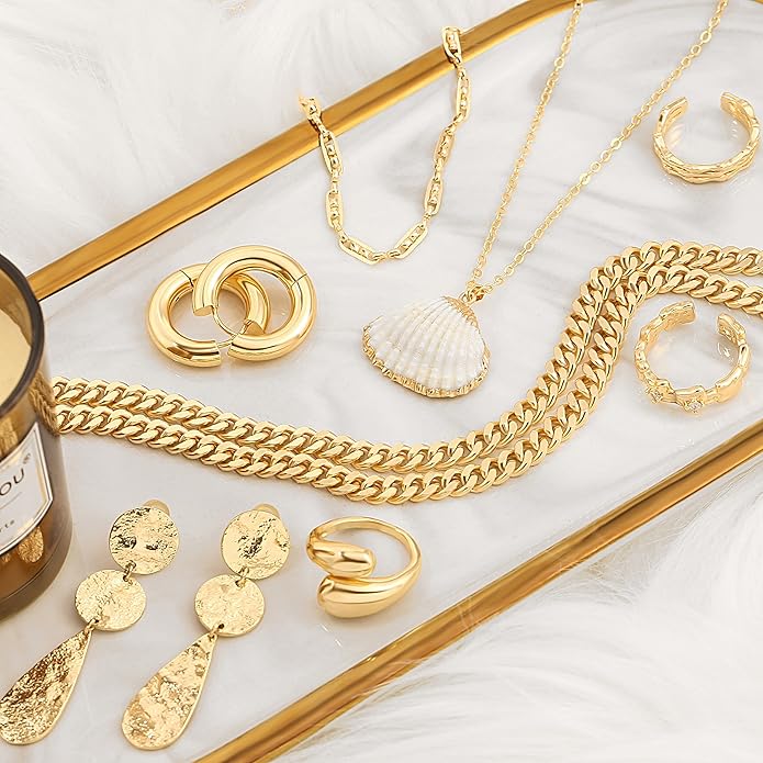 CANEVINKA 18K Gold Plate Coin Pendant Necklace for Women Dainty Compass Sunflower Necklaces Personalized Chain Layered Jewelry