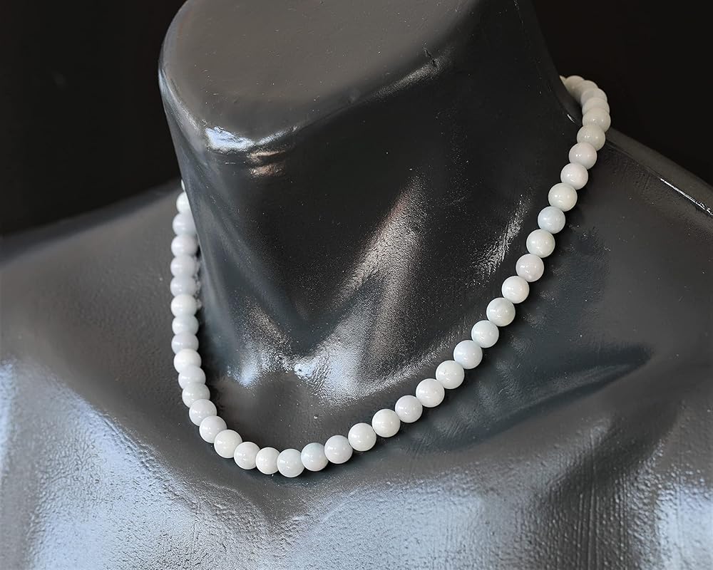Natural Aquamarine Beaded Choker, Genuine Blue Crystal Necklace, Fancy Gemstone Choker, 8mm Beads, Unique Fashion Jewelry, Healing Crystal Chakra Necklace, Durable Stone Necklace, Pisces Necklace
