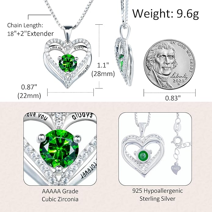 Kuschelkatze Entwined Souls Necklace - Sterling Silver Double Heart Pendant | Engraved 'I Love You Always and Forever' | Gift for Couples, Anniversary, Wedding