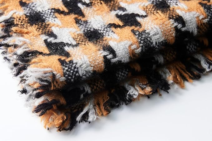EURKEA 100% Cashmere 2025 Winter Scarf for Women Fringed Edges Warm & Soft Lightweight Solid/Plaid/Two-Tone Free Size