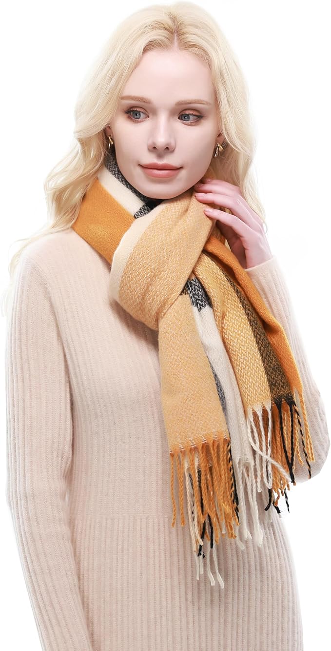 RIIQIICHY Plaid Scarf for Women Fall Winter Pashmina Scarves Wraps for Cold Weather Warm Large
