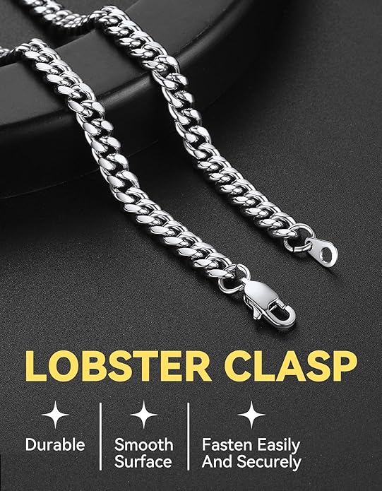 ChainsHouse Miami Cuban Link Chain Necklace for Men, 4.8mm/6mm/10mm/14mm Width, 14K Gold Plated/Stainless Steel/Black Mens Chunky Hip Hop Necklace Curb Chains, 14"-30" Length, Come Gift Box