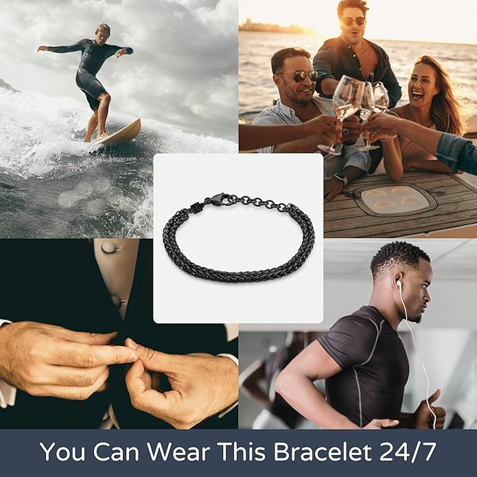 Galis Mens Bracelet Dvir - Stainless Steel for Men, Non Tarnish Rope Chain Bracelets, Stylish Birthday, Gift for Men, Dad, Husband, Boyfriend