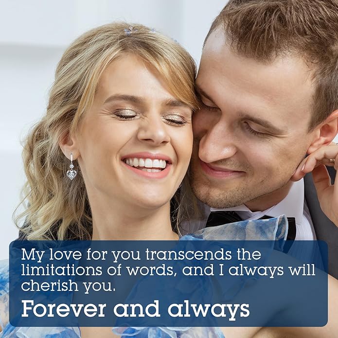 Heart Engraved Moissanite Earrings - 'I LOVE YOU' Gift for Wife or Girlfriend, Anniversary or Birthday Present