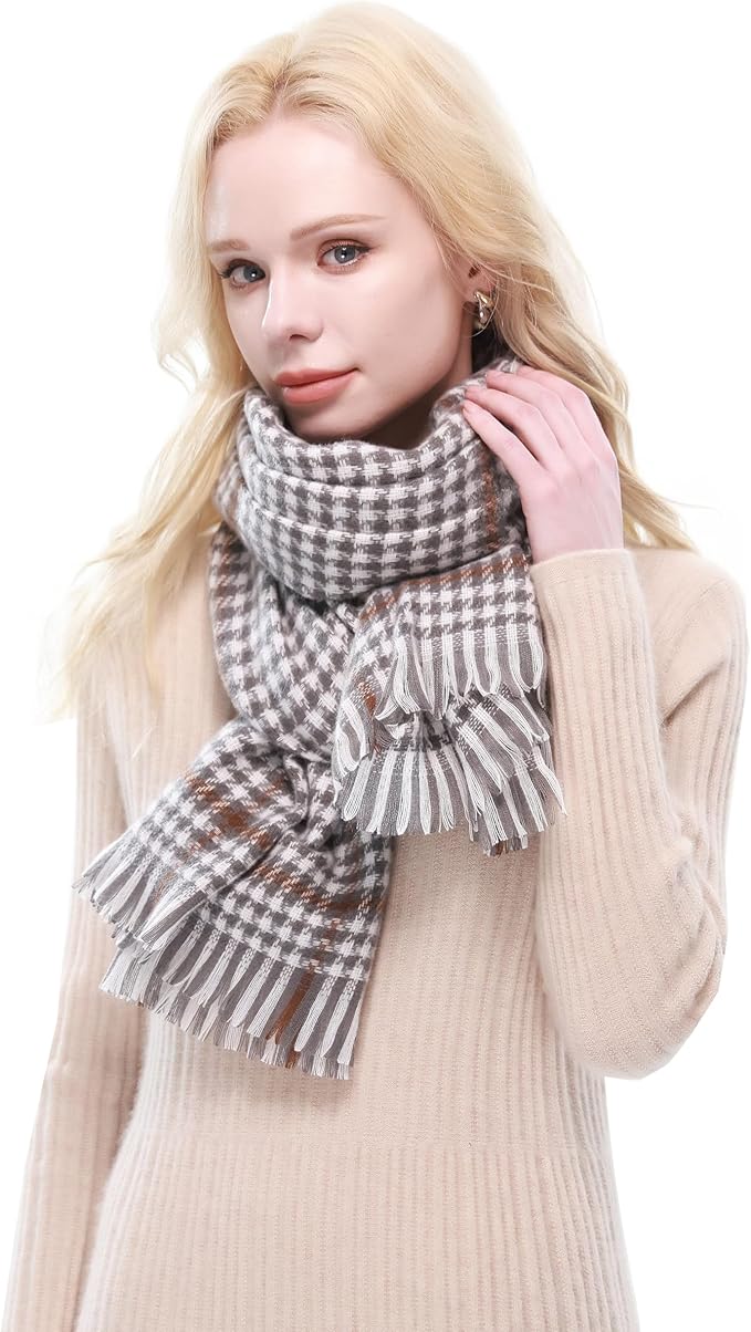 RIIQIICHY Plaid Scarf for Women Fall Winter Pashmina Scarves Wraps for Cold Weather Warm Large