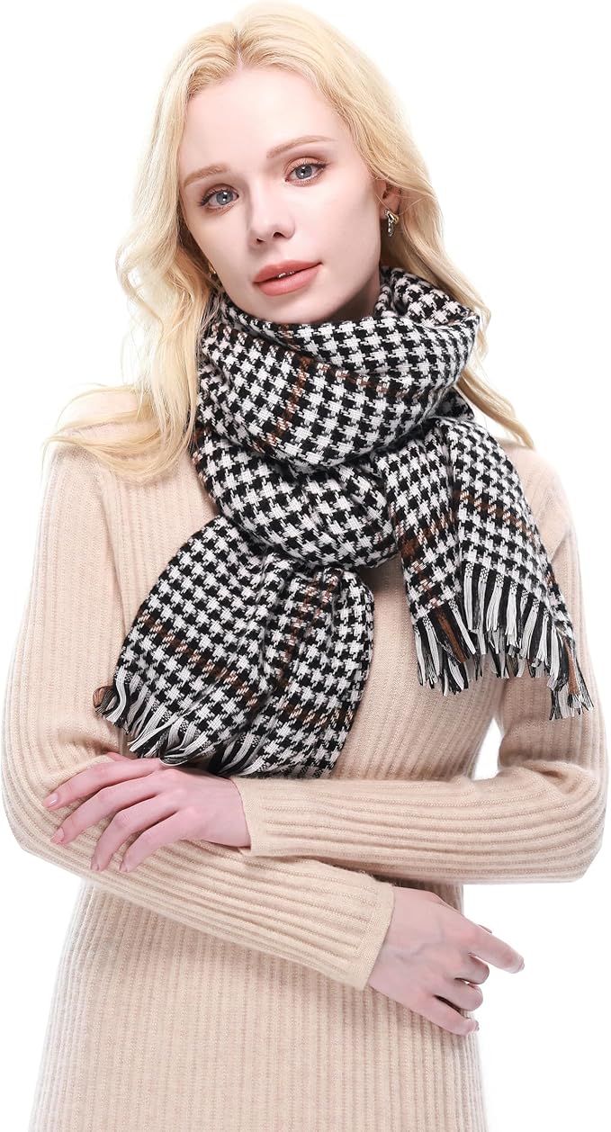RIIQIICHY Plaid Scarf for Women Fall Winter Pashmina Scarves Wraps for Cold Weather Warm Large