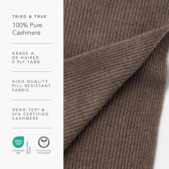 Fishers Finery Women's 100% Cashmere Ribbed Knit Winter Scarf | Black Label Box