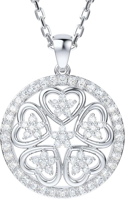 THELANDA Genuine Moissanite Sterling Silver Fashion Modern Family Hearts Together Pendant Necklace, Adjustable 18-20 Inch Chain with Lobster Clasp, Elegant Jewelry Gift for Women