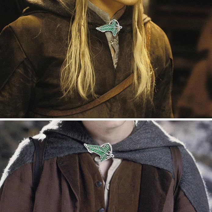 EKZ Elegance Elven Green Tree Leaf Enamel Pin,Cloak Clasp Brooches Elven Keepsake Pin for Luck and Mystery – Perfect for Christmas Festive Attire and Cosplay Jewelry