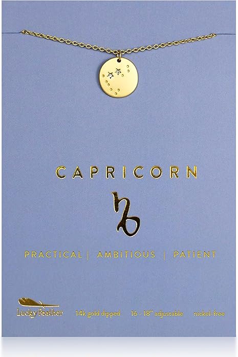 Lucky Feather Zodiac necklaces for women | Scorpio 14K Gold-Plated Astrology Pendant for Girls | Horoscope Sign Zodiac gift | Great Christmas Stocking Stuffer | Trendy Birthday Jewelry Gift | 16” - 18”