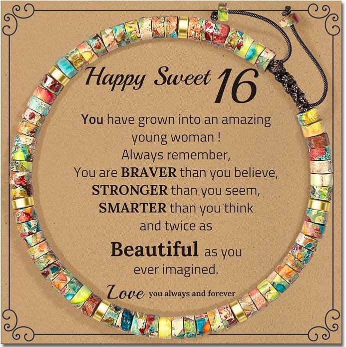 30th 40th 50th 60th 70th 80th Birthday Gifts for Women, Natural Stone Bracelet Birthday Gifts for Mom Daughter Grandma Sister Friends Coworker