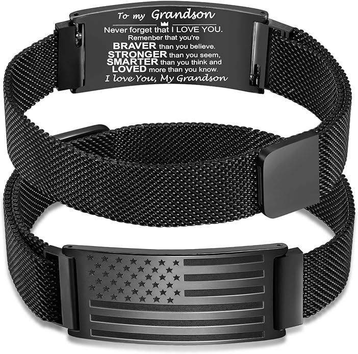 Bracelet for Men/Husband/Uncle/Bonus Dad/New Dad/Papa/Stepdad,American Flag Bracelet Fathers Day Valentines Christmas Jewelry Gifts,Adjustable Size