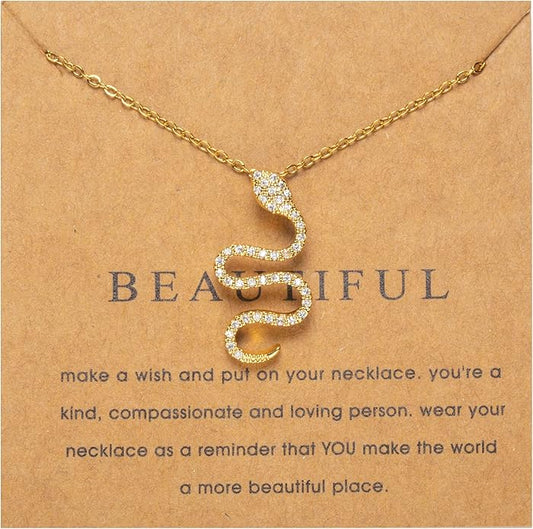 18k Gold Plated Necklace for Women Trendy Dainty Charm Evil eye Italian horn hummingbird starfish seashell bow elephant snake butterfly ladybug PendentMinimalist Delicate Jewelry for Women