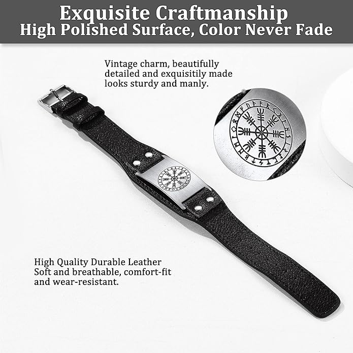 Bestyle Genuine Men Leather Bracelets Fashion Stainless Steel Celtic/Sport Ball Bead Cuff Wirstband Bracelets for Men, Size 7.5/8.3/9.1Inch